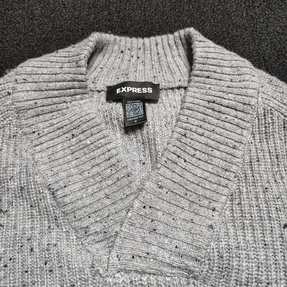 Express Gray Knit Recycled Wool Blend Pullover Sweater Women's Size Medium